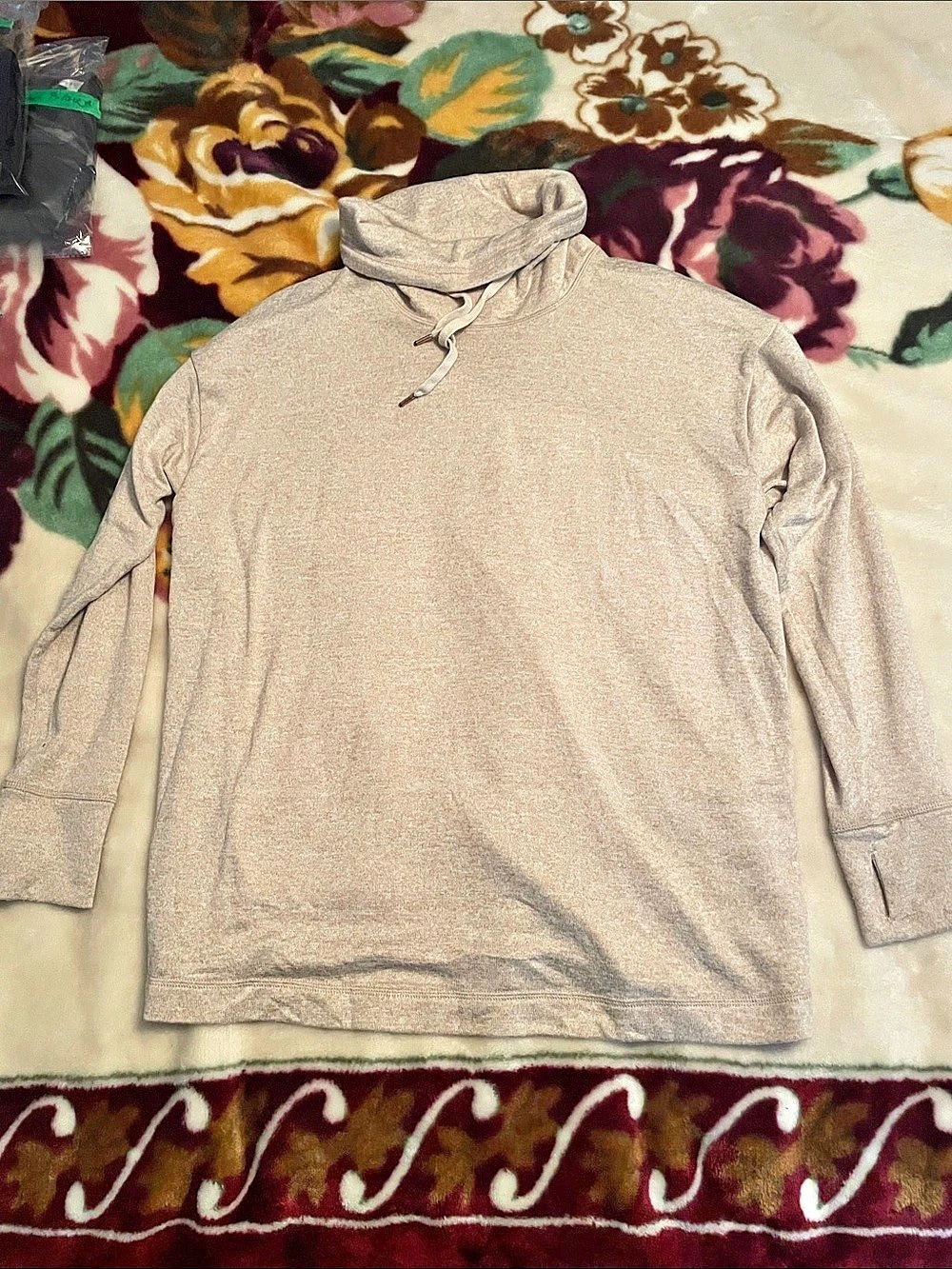 Cowl Neck Sweater in Beige Size Medium Side Slits